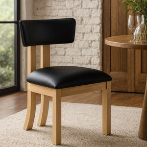 Meridian Furniture Lavrin Art Deco Vegan Leather Dining Chair with Solid Wood Frame for Modern Rooms Black Style B 88062Black-SC