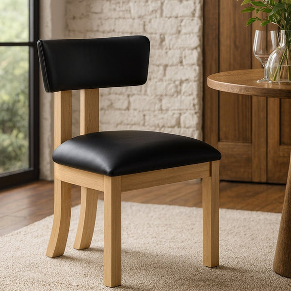 Meridian Furniture Lavrin Art Deco Vegan Leather Dining Chair with Solid Wood Frame for Modern Rooms Black Style B 88062Black-SC