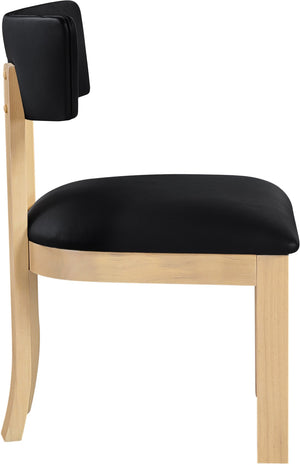 Meridian Furniture Lavrin Art Deco Vegan Leather Dining Chair with Solid Wood Frame for Modern Rooms Black Style B 88062Black-SC