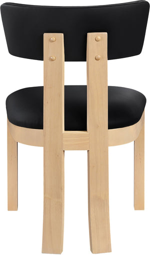 Meridian Furniture Lavrin Art Deco Vegan Leather Dining Chair with Solid Wood Frame for Modern Rooms Black Style B 88062Black-SC