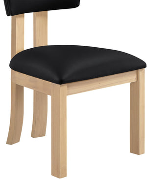Meridian Furniture Lavrin Art Deco Vegan Leather Dining Chair with Solid Wood Frame for Modern Rooms Black Style B 88062Black-SC