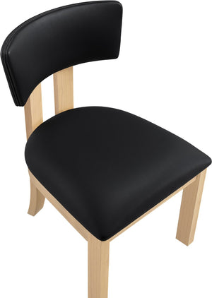 Meridian Furniture Lavrin Art Deco Vegan Leather Dining Chair with Solid Wood Frame for Modern Rooms Black Style B 88062Black-SC