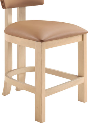 Meridian Furniture Lavrin Art Deco Counter Stool Vegan Leather Seat Solid Wood Frame for Kitchen Islands Cognac Style B 88062Cognac-C