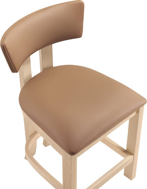 Meridian Furniture Lavrin Art Deco Counter Stool Vegan Leather Seat Solid Wood Frame for Kitchen Islands Cognac Style B 88062Cognac-C