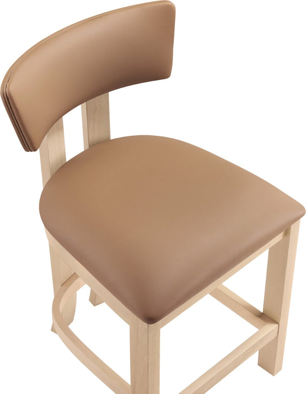 Meridian Furniture Lavrin Art Deco Counter Stool Vegan Leather Seat Solid Wood Frame for Kitchen Islands Cognac Style B 88062Cognac-C