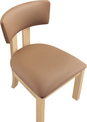 Meridian Furniture Lavrin Art Deco Vegan Leather Dining Chair with Solid Wood Frame for Modern Rooms Cognac Style B 88062Cognac-SC
