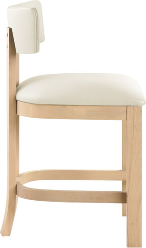 Meridian Furniture Lavrin Art Deco Counter Stool Vegan Leather Seat Solid Wood Frame for Kitchen Islands Cream Style B 88062Cream-C