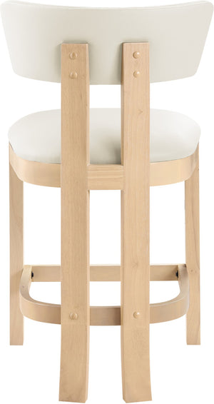 Meridian Furniture Lavrin Art Deco Counter Stool Vegan Leather Seat Solid Wood Frame for Kitchen Islands Cream Style B 88062Cream-C