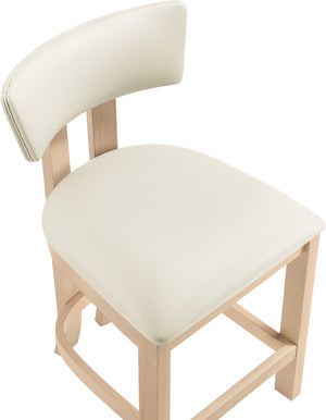 Meridian Furniture Lavrin Art Deco Counter Stool Vegan Leather Seat Solid Wood Frame for Kitchen Islands Cream Style B 88062Cream-C