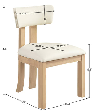 Meridian Furniture Lavrin Art Deco Vegan Leather Dining Chair with Solid Wood Frame for Modern Rooms Cream Style B 88062Cream-SC