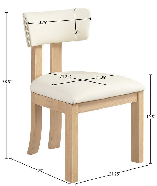 Meridian Furniture Lavrin Art Deco Vegan Leather Dining Chair with Solid Wood Frame for Modern Rooms Cream Style B 88062Cream-SC