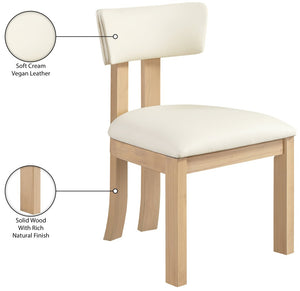 Meridian Furniture Lavrin Art Deco Vegan Leather Dining Chair with Solid Wood Frame for Modern Rooms Cream Style B 88062Cream-SC