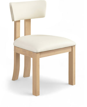Meridian Furniture Lavrin Art Deco Vegan Leather Dining Chair with Solid Wood Frame for Modern Rooms Cream Style B 88062Cream-SC