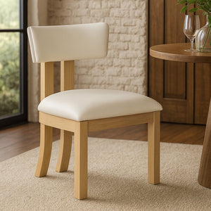 Meridian Furniture Lavrin Art Deco Vegan Leather Dining Chair with Solid Wood Frame for Modern Rooms Cream Style B 88062Cream-SC