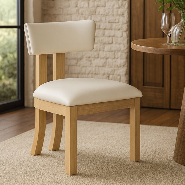 Meridian Furniture Lavrin Art Deco Vegan Leather Dining Chair with Solid Wood Frame for Modern Rooms Cream Style B 88062Cream-SC