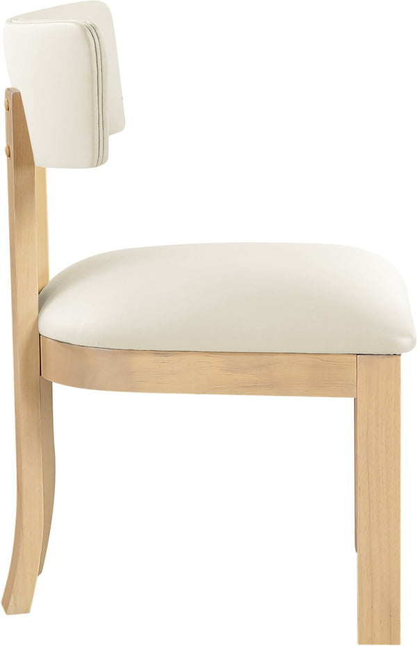 Meridian Furniture Lavrin Art Deco Vegan Leather Dining Chair with Solid Wood Frame for Modern Rooms Cream Style B 88062Cream-SC
