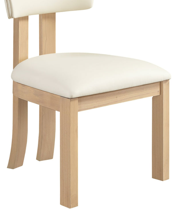 Meridian Furniture Lavrin Art Deco Vegan Leather Dining Chair with Solid Wood Frame for Modern Rooms Cream Style B 88062Cream-SC