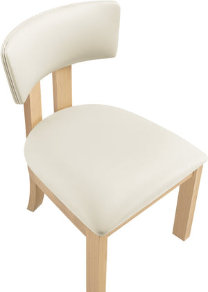 Meridian Furniture Lavrin Art Deco Vegan Leather Dining Chair with Solid Wood Frame for Modern Rooms Cream Style B 88062Cream-SC