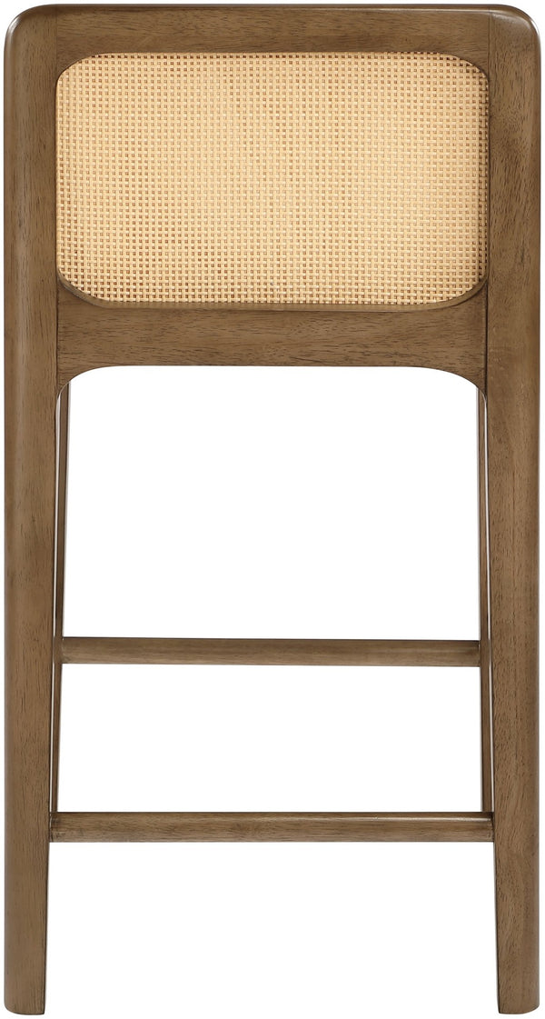 Meridian Furniture Ellis Vegan Leather and Cane Back Counter Stool with Walnut Frame for Kitchen Islands Cream Style B 88063Cream-C