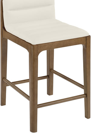 Meridian Furniture Ellis Vegan Leather and Cane Back Counter Stool with Walnut Frame for Kitchen Islands Cream Style B 88063Cream-C