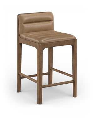 Meridian Furniture Ellis Vegan Leather and Cane Back Counter Stool with Walnut Frame for Kitchen Islands Tan Style B 88063Tan-C