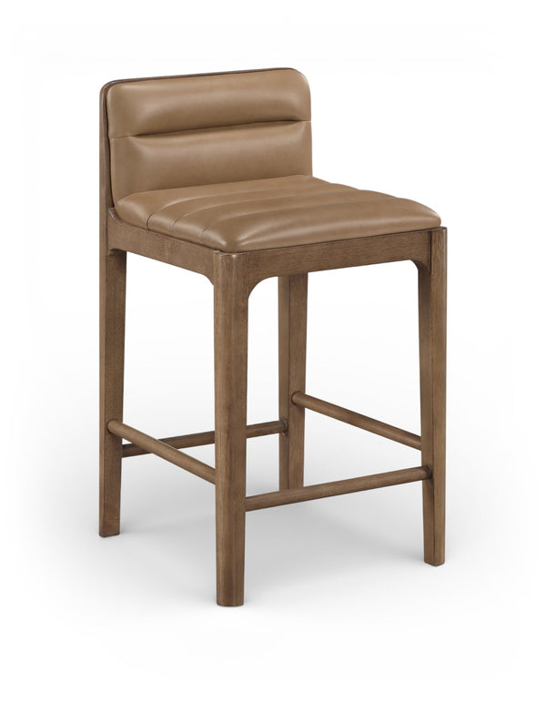 Meridian Furniture Ellis Vegan Leather and Cane Back Counter Stool with Walnut Frame for Kitchen Islands Tan Style B 88063Tan-C