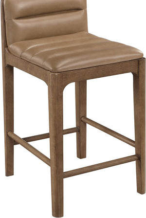 Meridian Furniture Ellis Vegan Leather and Cane Back Counter Stool with Walnut Frame for Kitchen Islands Tan Style B 88063Tan-C