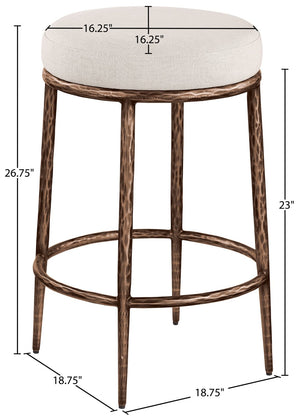 Meridian Furniture Ferro Beige Performance Upholstered Counter Stool with Brushed Bronze Iron Base 88065Beige-C