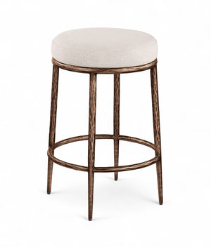 Meridian Furniture Ferro Beige Performance Upholstered Counter Stool with Brushed Bronze Iron Base 88065Beige-C