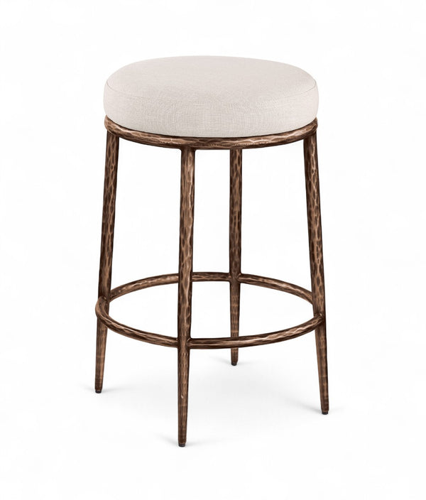 Meridian Furniture Ferro Beige Performance Upholstered Counter Stool with Brushed Bronze Iron Base 88065Beige-C