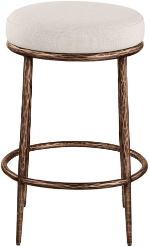 Meridian Furniture Ferro Beige Performance Upholstered Counter Stool with Brushed Bronze Iron Base 88065Beige-C