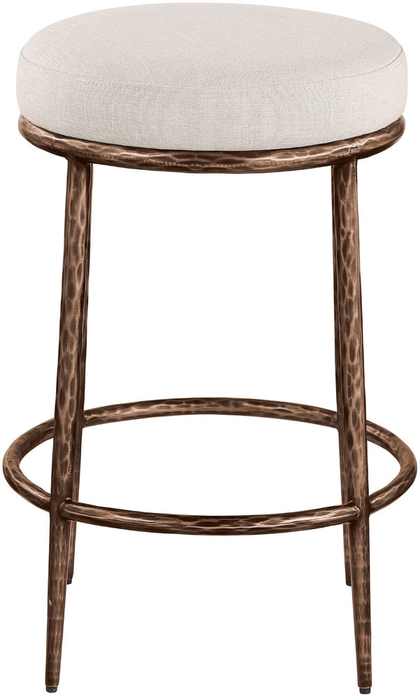Meridian Furniture Ferro Beige Performance Upholstered Counter Stool with Brushed Bronze Iron Base 88065Beige-C