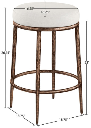Meridian Furniture Ferro Sculptural Counter Stool with Bronze Iron Base and Cream Performance Upholstery 88065Cream-C
