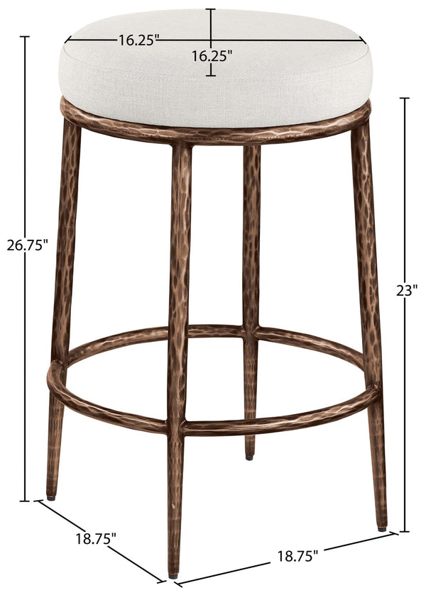 Meridian Furniture Ferro Sculptural Counter Stool with Bronze Iron Base and Cream Performance Upholstery 88065Cream-C