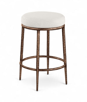 Meridian Furniture Ferro Sculptural Counter Stool with Bronze Iron Base and Cream Performance Upholstery 88065Cream-C