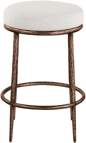 Meridian Furniture Ferro Sculptural Counter Stool with Bronze Iron Base and Cream Performance Upholstery 88065Cream-C