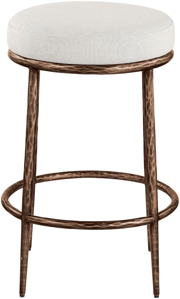 Meridian Furniture Ferro Sculptural Counter Stool with Bronze Iron Base and Cream Performance Upholstery 88065Cream-C