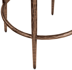 Meridian Furniture Ferro Sculptural Counter Stool with Stain Resistant Linen Seat and Bronze Iron Frame 88065White-C
