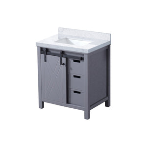 English Elm Dark Grey Bath Vanity 30" W X 22" D With Elegant Carrara Marble Top And Ample Storage Solutions B2731P260002