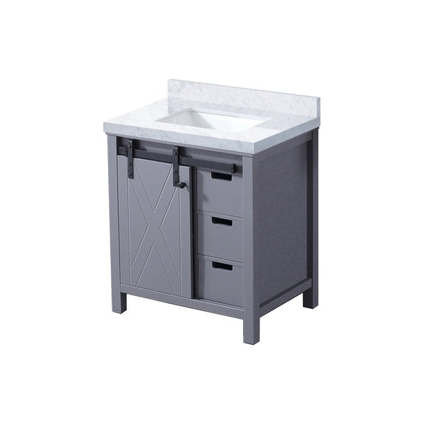 English Elm Dark Grey Bath Vanity 30" W X 22" D With Elegant Carrara Marble Top And Ample Storage Solutions B2731P260002