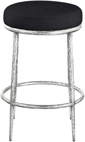 Meridian Furniture Ferro Sculptural Iron Frame Counter Stool with Stain Resistant Linen Upholstery 88066Black-C