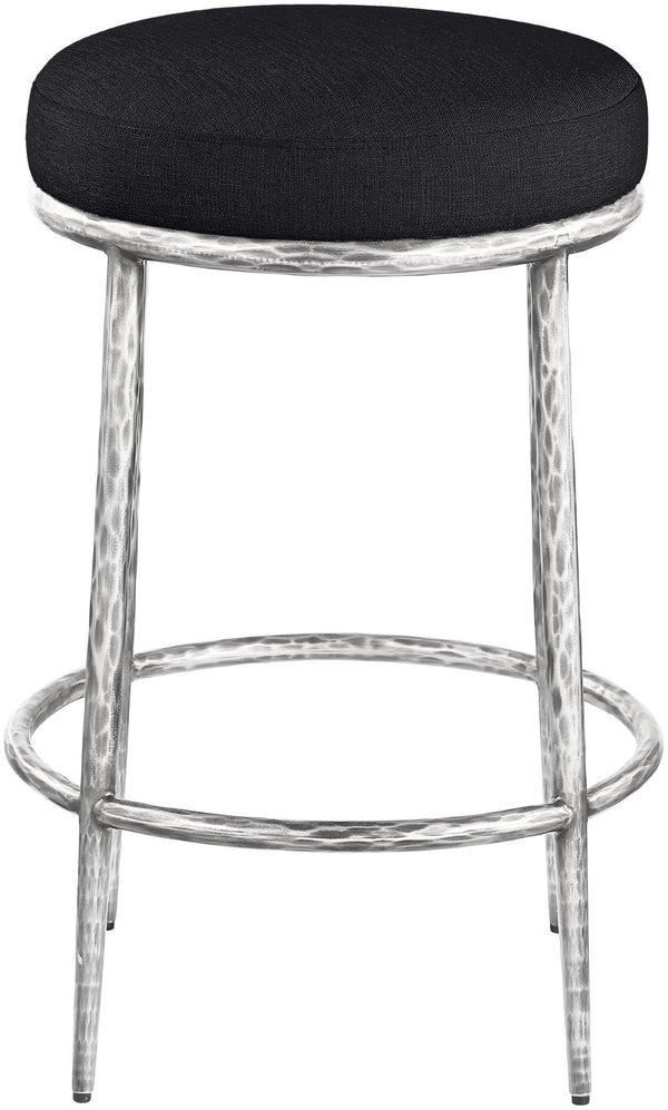 Meridian Furniture Ferro Sculptural Iron Frame Counter Stool with Stain Resistant Linen Upholstery 88066Black-C