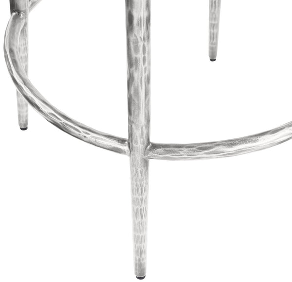 Meridian Furniture Ferro Cream Upholstered Counter Stool with Brushed Silver Iron Legs for Kitchen Islands 88066Cream-C