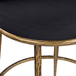 Meridian Furniture Ferro Sculptural Counter Stool with Brass Frame and Black Performance Upholstery 88067Black-C