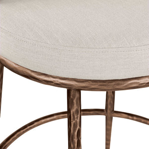 Meridian Furniture Ferro Beige Performance Linen Stool with Bronze Iron Frame for Kitchen Islands 88068Beige-C