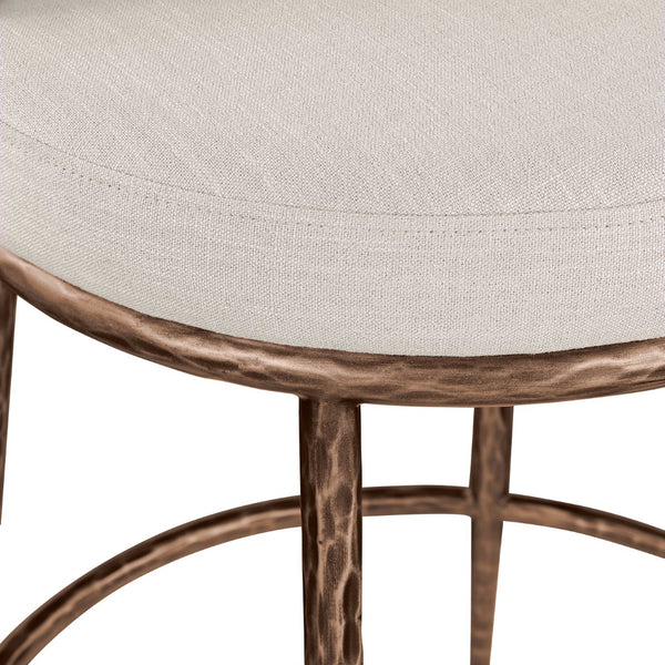 Meridian Furniture Ferro Beige Performance Linen Stool with Bronze Iron Frame for Kitchen Islands 88068Beige-C