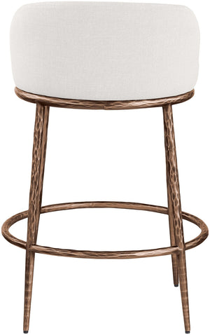 Meridian Furniture Ferro Brushed Bronze Iron Upholstered Counter Stool for Kitchen Islands and Bars 88068Cream-C