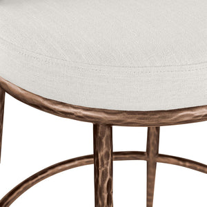 Meridian Furniture Ferro Brushed Bronze Iron Upholstered Counter Stool for Kitchen Islands and Bars 88068Cream-C