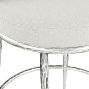 Meridian Furniture Ferro Sculptural Cream Linen Performance Fabric Counterstool with Brushed Silver Iron Base 88069Cream-C