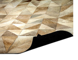Sams International Abacasa Geo Hide Handmade Cowhide Geometric  Rug Ivory, Tan, Natural 5' x 8'